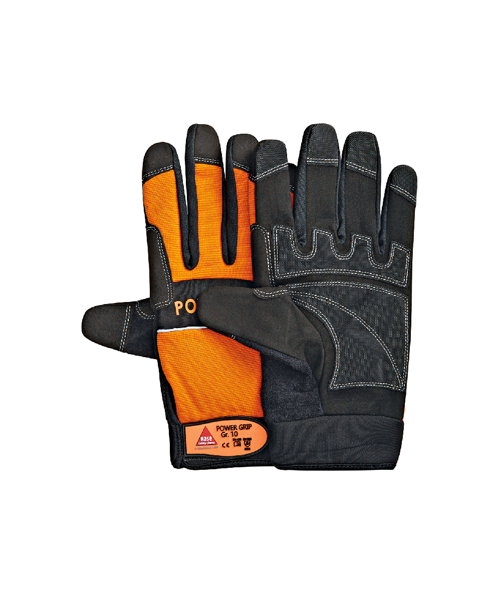 Hase Arbeitshandschuhe / Montagehandschuhe Power Grip Schwarz/Orange, Schwarz/Orange, XX75112