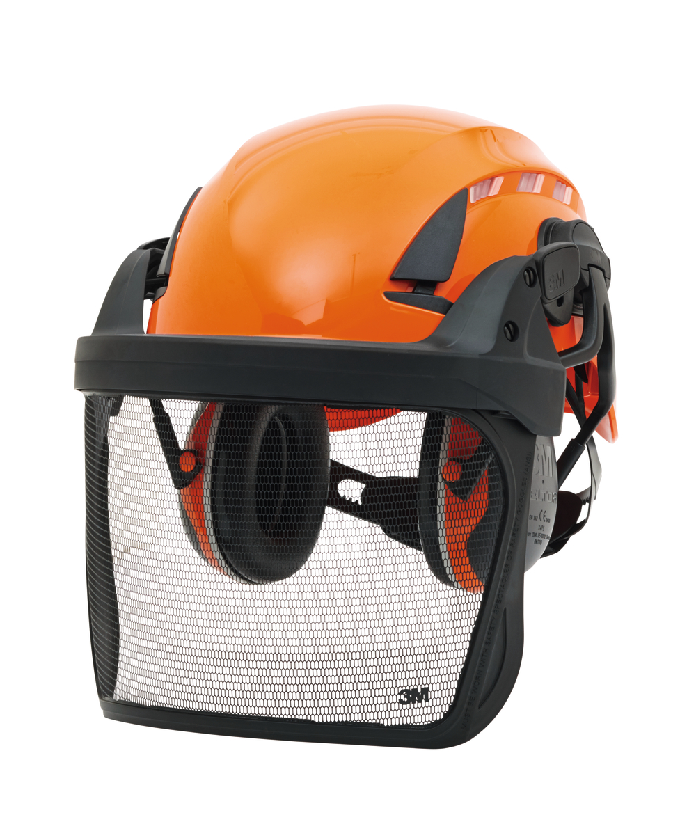 3M Forsthelm mit Visier und Gehrschutz SecureFit X5500V Orange, Orange mit tzmetallvisier 5J-1, XX74125